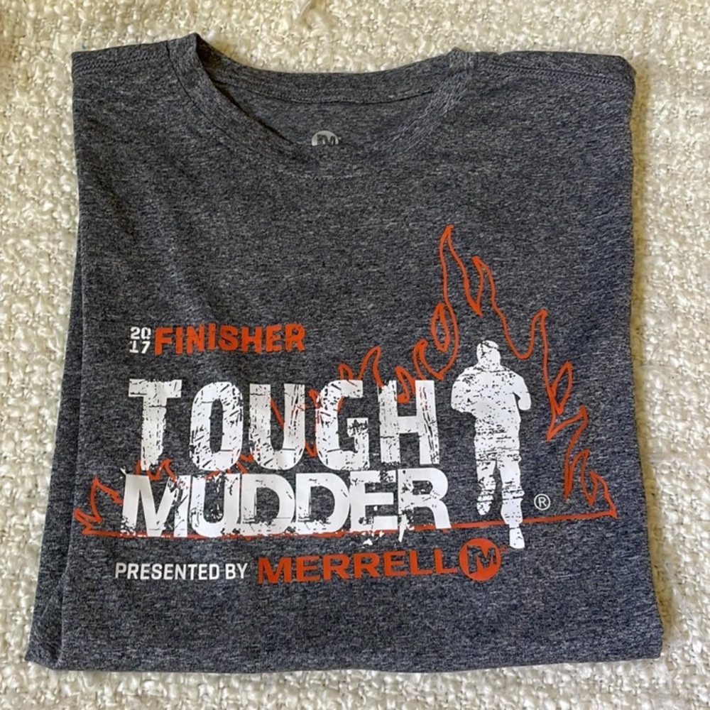 🔥 MERRELL SIZE SMALL GRAY TOUGH MUDDER FINISHER TEE SHIRT